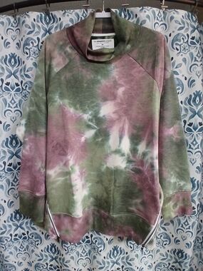 Sweatshirt Project Olive & Mauve Tie-Dye Funnel Neck Pullover